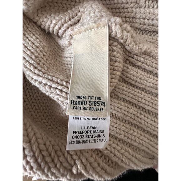 LL Bean Women’s Sweater Fisherman 100% Cotton Chunky Cable Knit Cream Size 2X - Picture 4 of 5